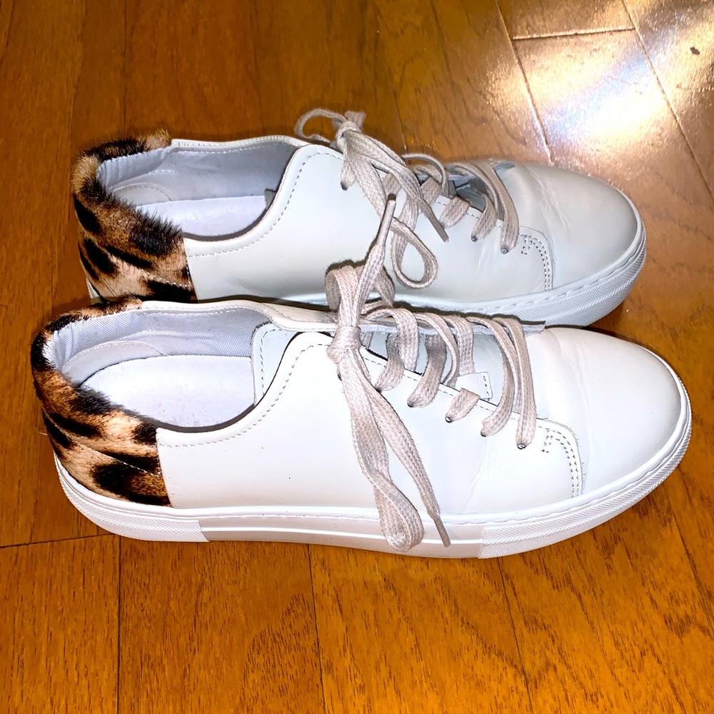 Able Emmy Bone Leather & Cheetah Fur Sneakers